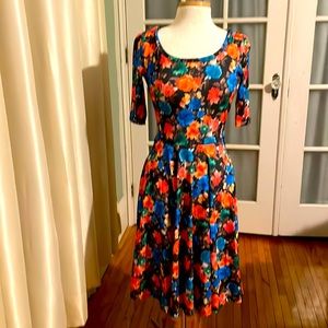 LuLaRoe Nicole Dress. Fit & Flare Style. Size S. Multicolor.